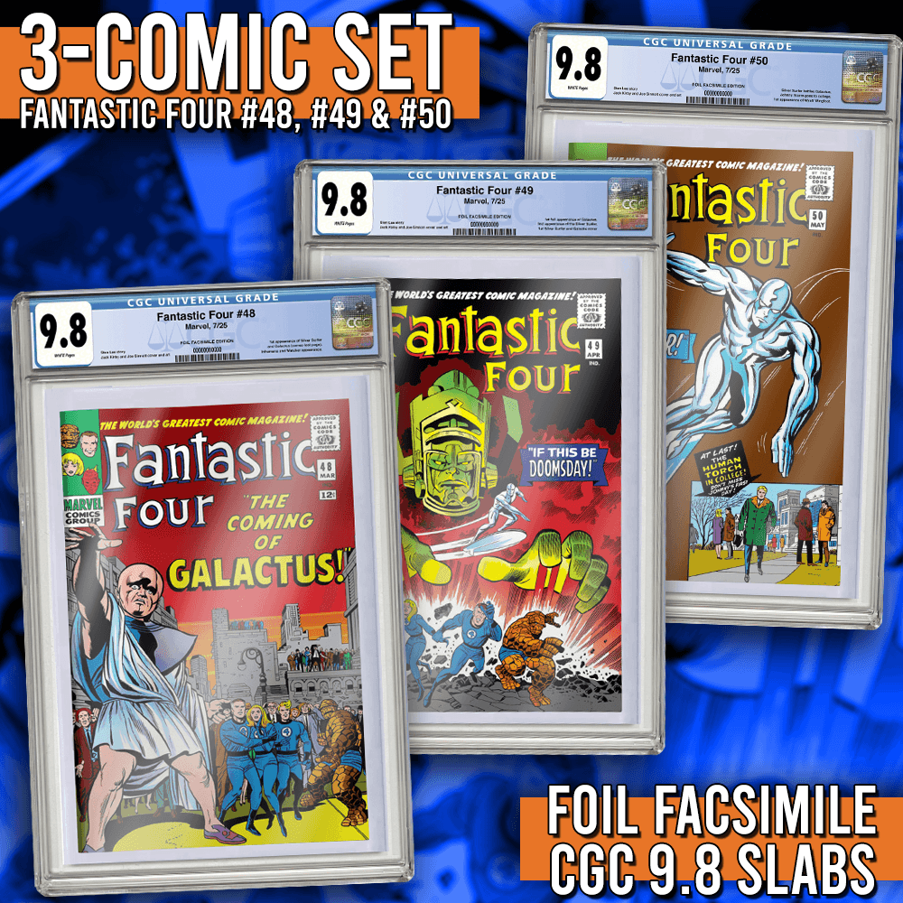 CGC 9.8 Fantastic Four #48-50 (1965) Facsimile Foil Variants SET OF 3! Galactus Trilogy!
