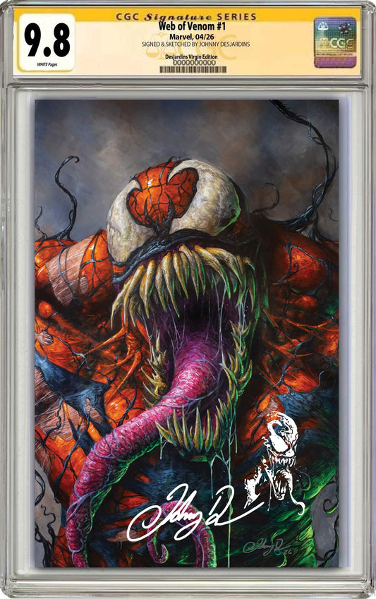 PREORDER: CGC 9.8 Web of Venom #1 Johnny Desjardins SIGNED & REMARQUED Exclusive Virgin Variant