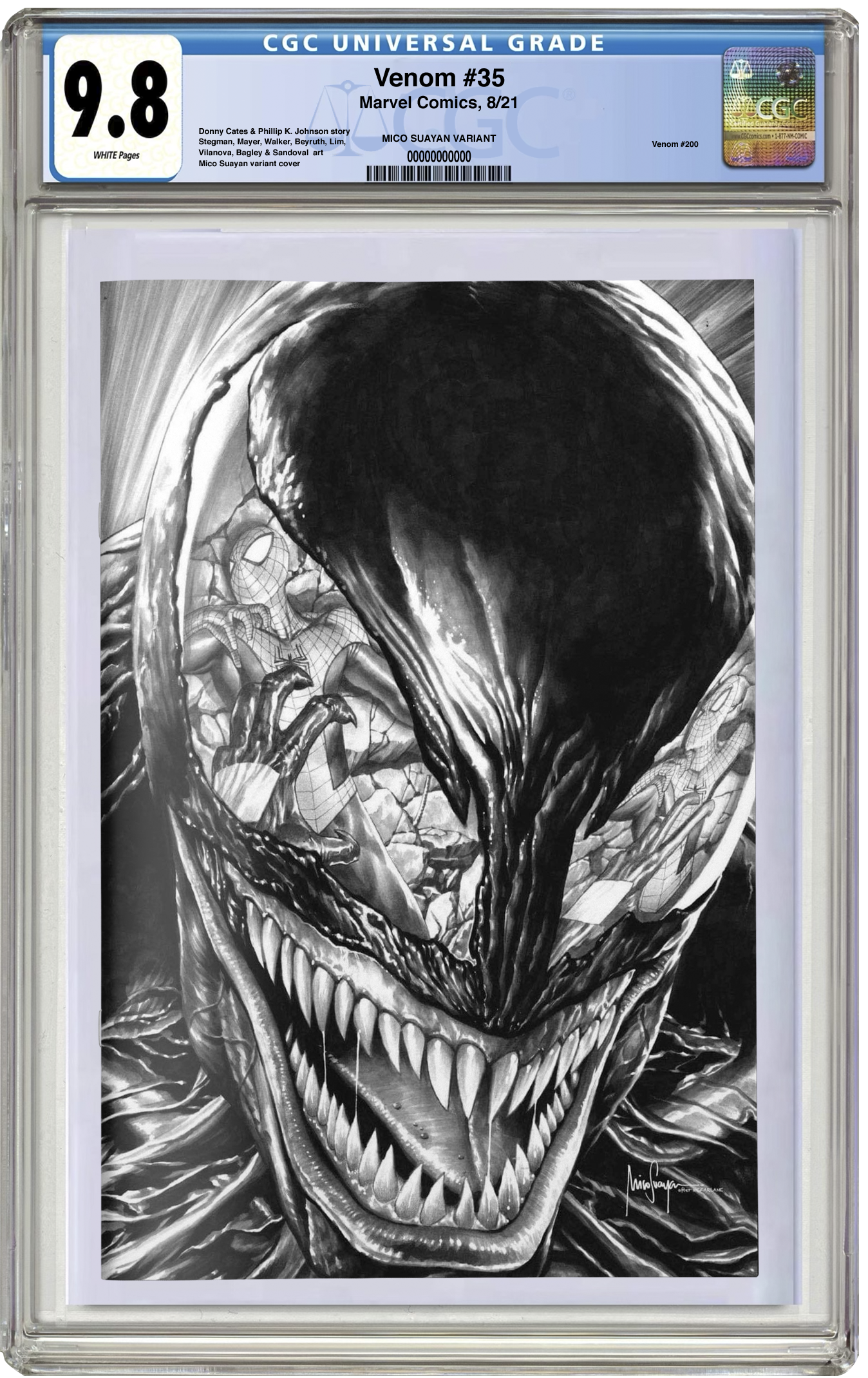 CGC 9.8 Venom #35 (2021) Mico Suayan Black and White Virgin Variant