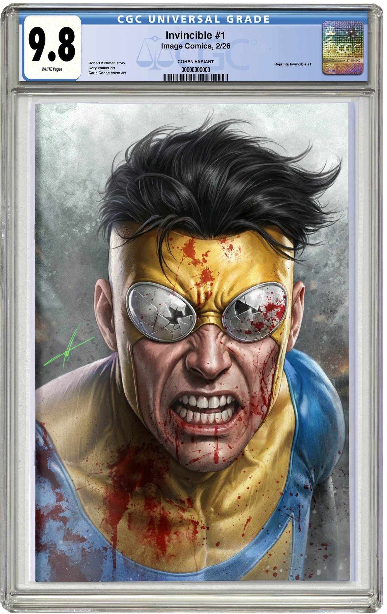 CGC 9.8 Invincible #1 REPRINT Carla Cohen Virgin Variant