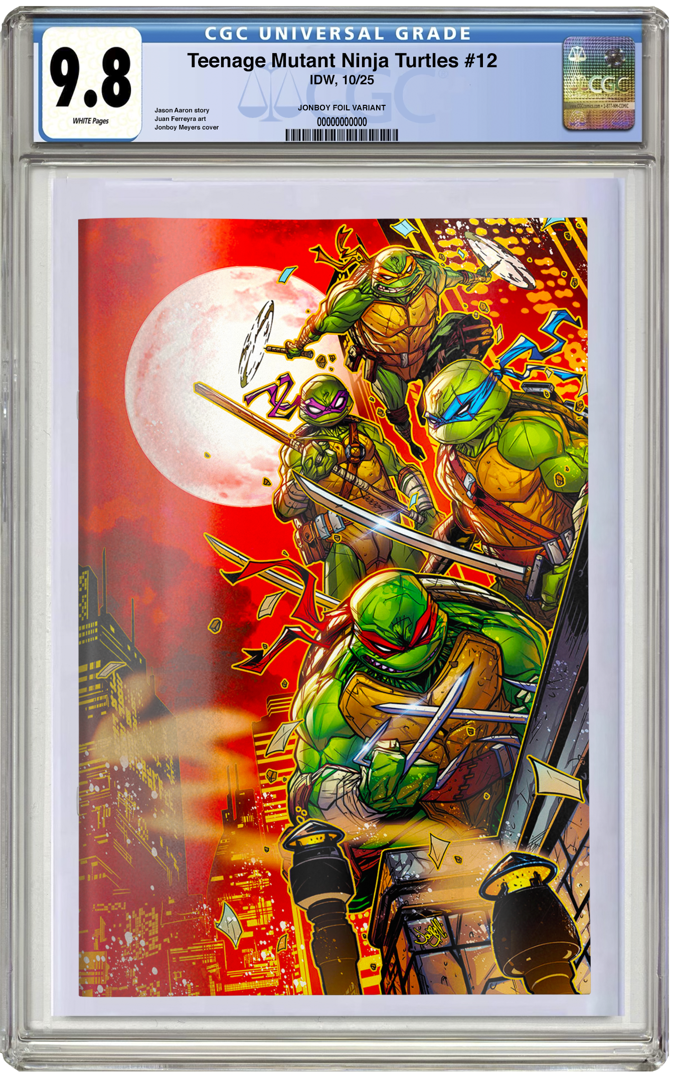 PREORDER: CGC 9.8 Teenage Mutant Ninja Turtles #12 Jonboy Meyers FOIL Virgin Variant