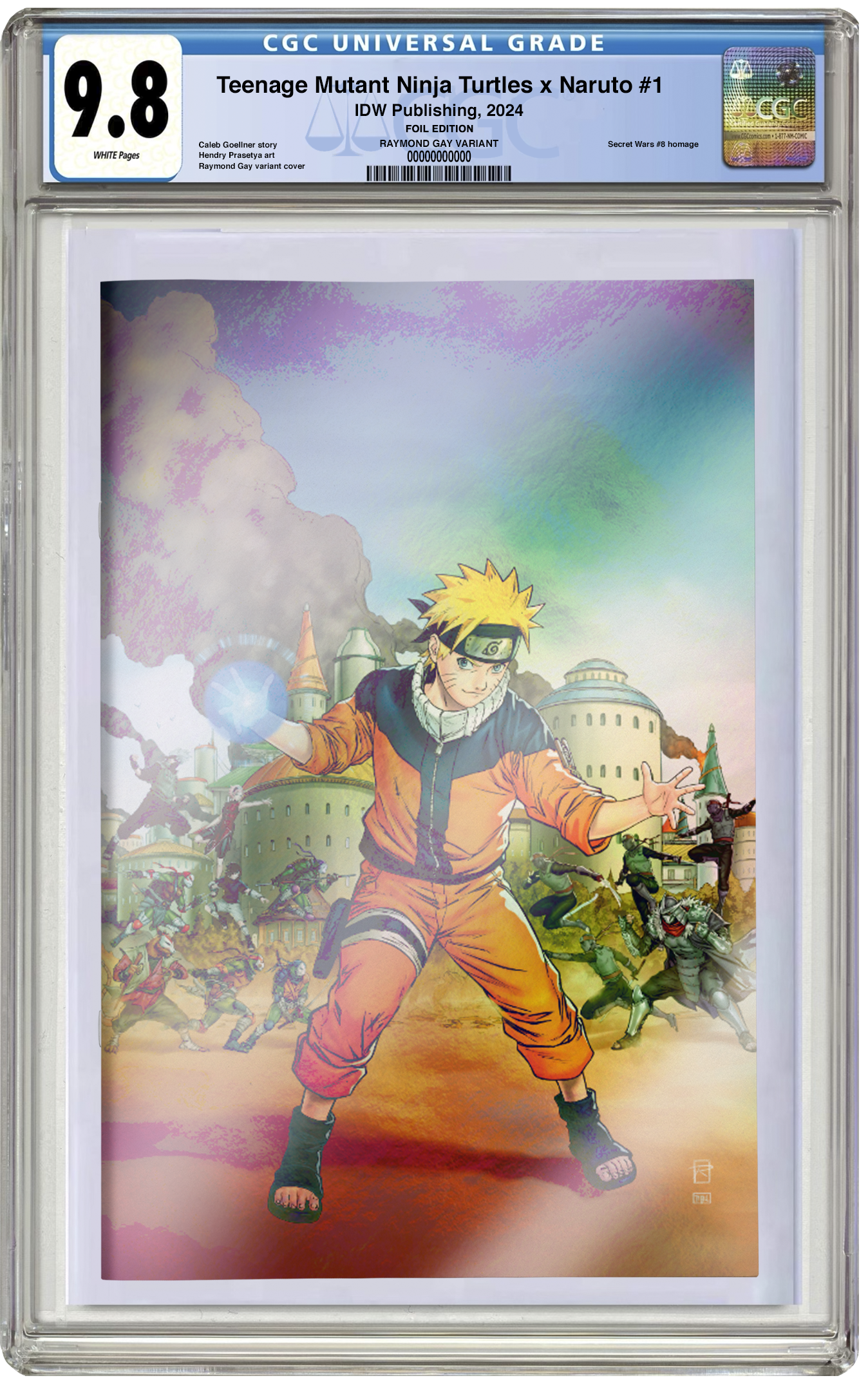 CGC 9.8 TMNT x Naruto #1 Raymond Gay Secret Wars #8 Foil Virgin Homage Variant