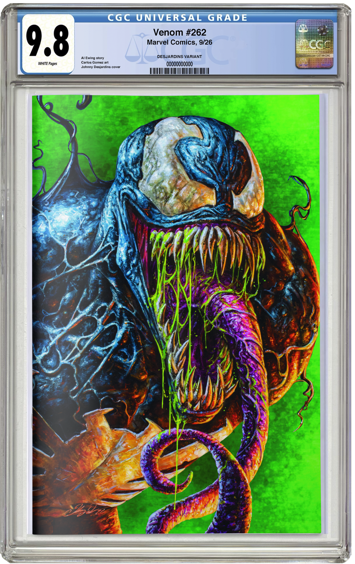 PREORDER: CGC 9.8 Venom #262 Green Virgin Johnny Desjardins NYCC EXCLUSIVE VARIANT