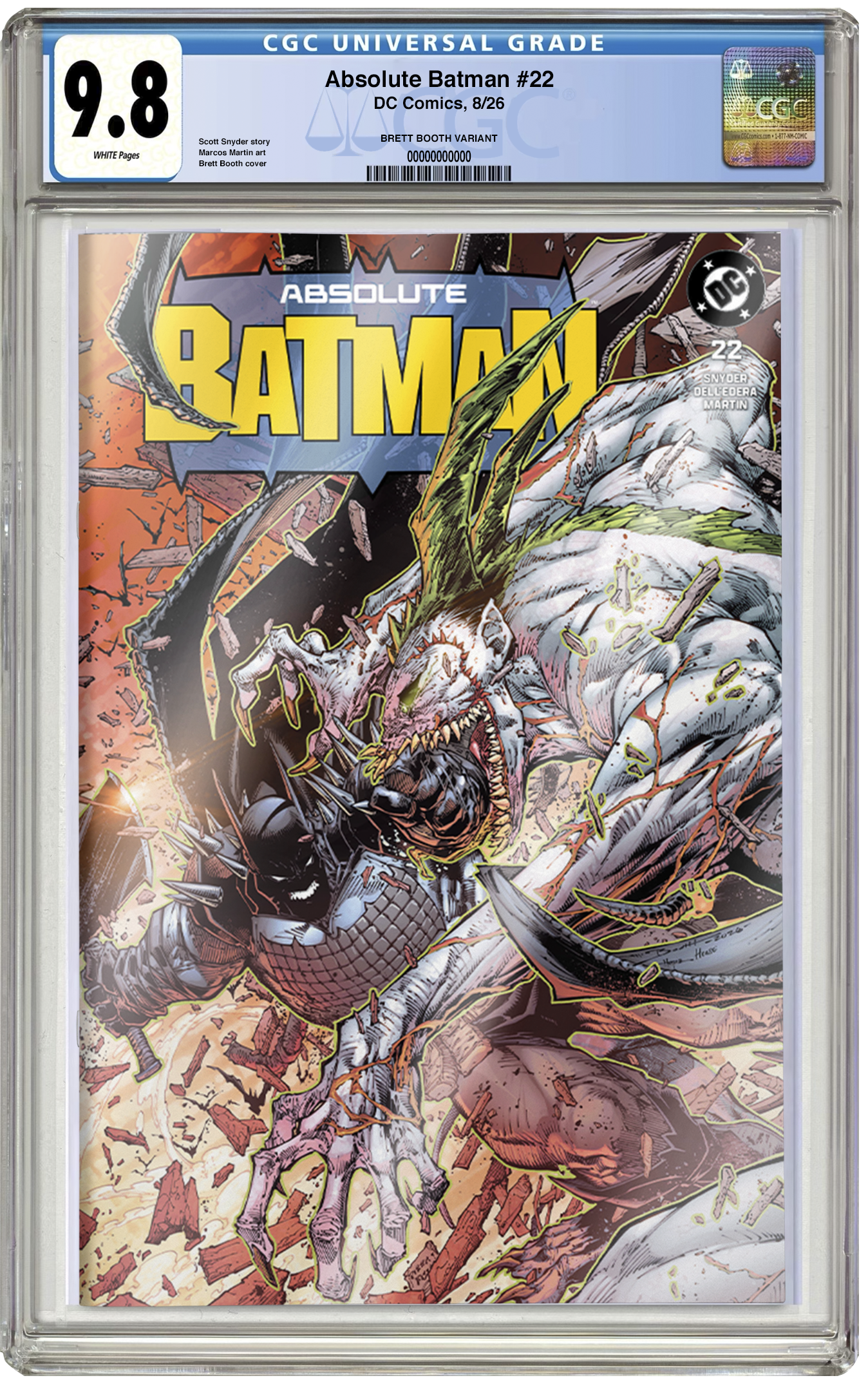 PREORDER: CGC 9.8 Absolute Batman #22 Brett Booth Trade Foil Variant