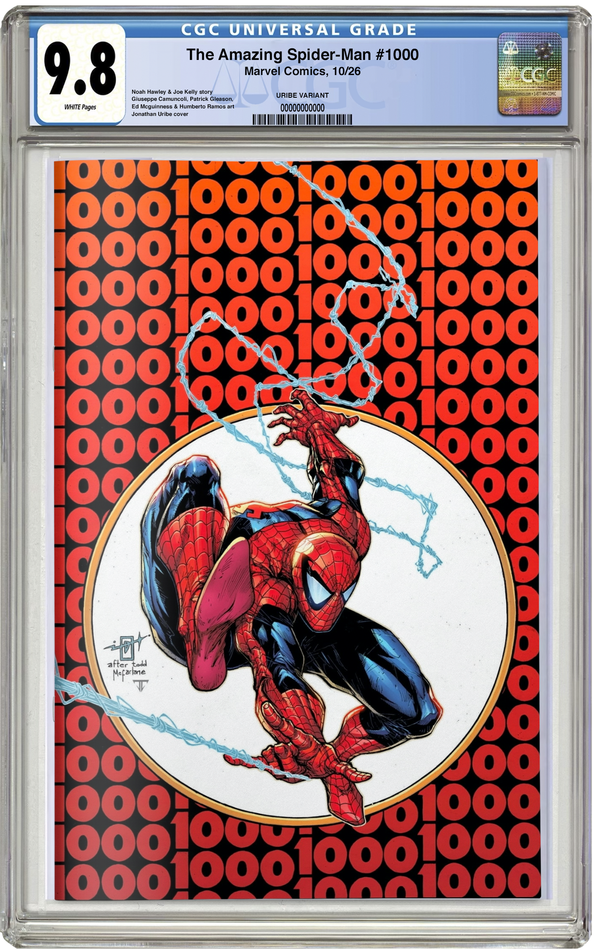 PREORDER: CGC 9.8 Amazing Spider-Man #1000 Jonathan Uribe Virgin