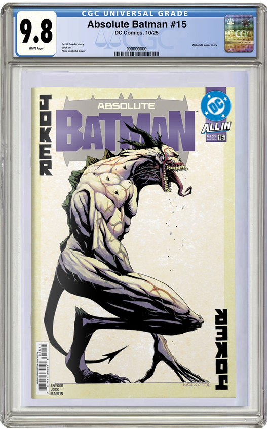 PREORDER: CGC 9.8 Absolute Batman #15 cover A (Nick Dragotta)