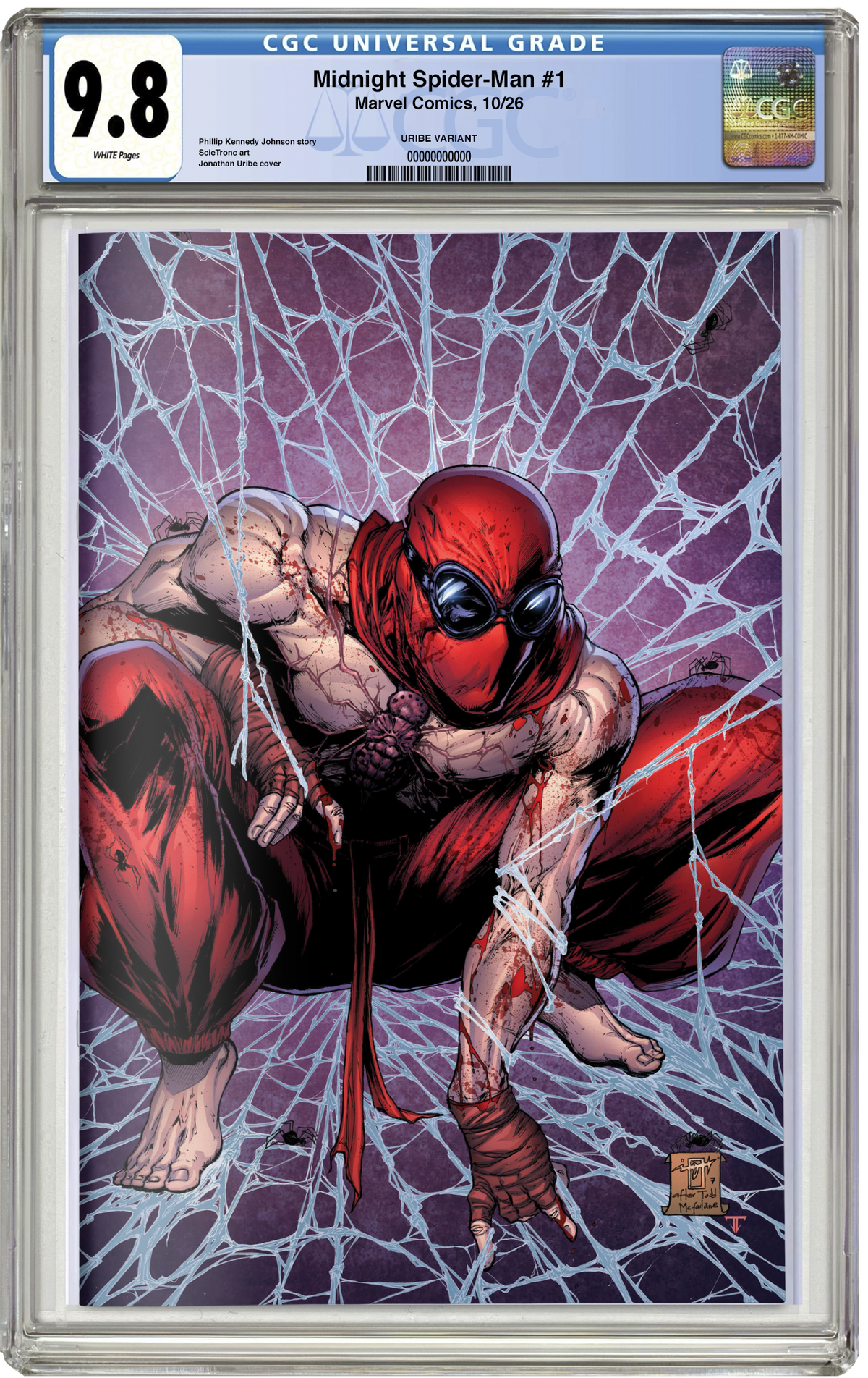 PREORDER: CGC 9.8 Midnight Spider-man #1 Jonathan Uribe Virgin