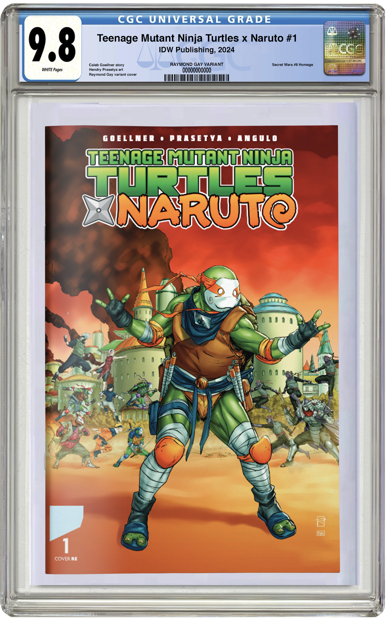 CGC 9.8 TMNT x Naruto #1 Raymond Gay Secret Wars #8 Trade Dress Homage Variant