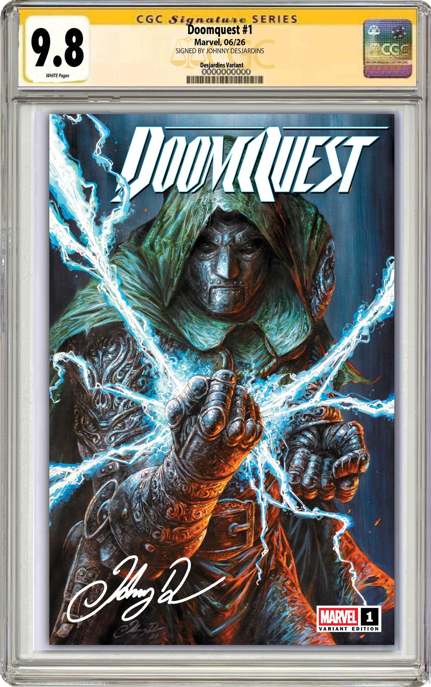 PREORDER: CGC 9.8 Doomquest #1 Johnny Desjardins SIGNED Exclusive Trade Variant